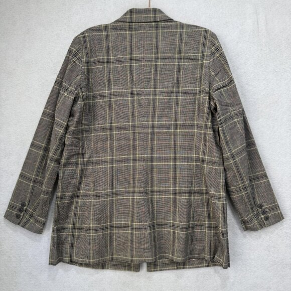 Sundance Blazer Womens Large Gray Glen Plaid Linen Cotton Blend 1 Button Jacket - Picture 9 of 11
